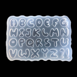 Macro shot of 26 uppercase alphabet letters silicone mold for DIY jewelry and UV resin art