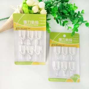 Self-adhesive white plastic wall hooks with stainless steel hook 6-pack for tiles
