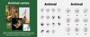 Detail view of 9mm gold-plated animal charms catalog with numbered design options