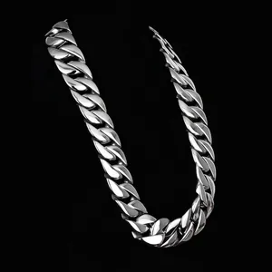 Chunky Cuban Link Chain Necklace Stainless Steel Heavy Duty Wide Box Clasp Hip Hop Punk Jewelry For Men Polished