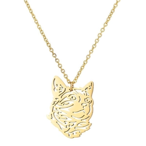 Edelstahl Anhänger Halskette Katze Tiger Wolf Kopf Ausschnitt Design Minimalistischer Modeschmuck Für Damen