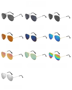 Detailed collection of children aviator sunglasses with colorful reflective mirror lenses