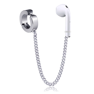Stainless Steel Anti-Lost Earphone Chain Earrings Wireless Headphone Accessory Cross Pendant Non Piercing Ear Cuff Fashion