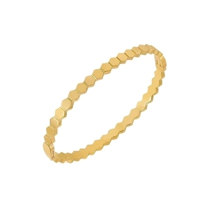 Modern gold honeycomb titanium steel bracelet with geometric hexagonal textured design