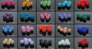 Macro display of 20 colors disco ball clay pave beads for DIY jewelry making