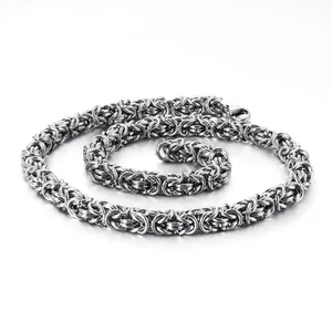 Byzantinische Kette Edelstahl Geflochtene Königskette Maskuliner Schmuck Für Herren Hip-Hop-Stil Poliert