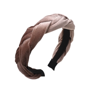 Braided velvet padded headband in vintage dusty rose with soft woven texture design