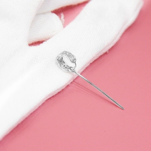 S925 sterling silver pinch bail for DIY jade pendants with sleek silver metal needle