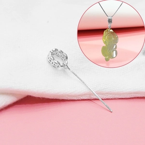 S925 Sterling Silver Pendant Clasp Pinch Bail With Pin Hollow Totem Pattern Design DIY Jewelry Necklace Making Finding