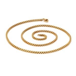Polished gold square box chain stainless steel necklace for men with lobster clasp