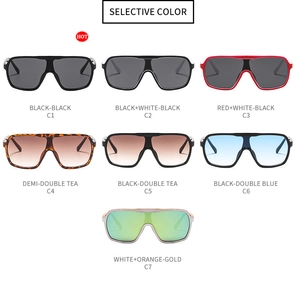Detailed color chart showing seven different oversized wrap-around sporty sunglasses styles