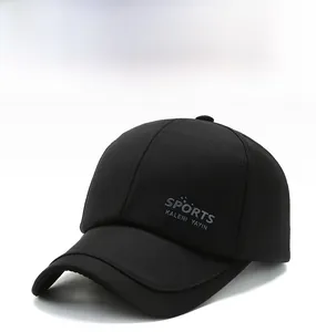 Detailed view of black sports baseball cap showing twill fabric and KALENI embroidery