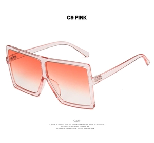 Detail view of oversized square sunglasses C9 PINK with gradient pink to orange lenses