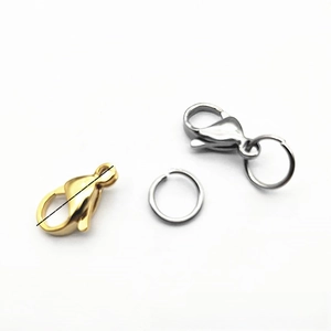 Detailed 15mm lobster clasp and jump ring set in gold and silver for DIY jewelry making