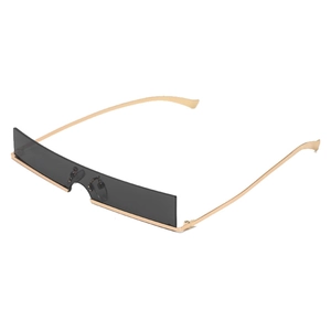 Chic 2024 narrow gold metal frame sunglasses with dark grey lenses for street style