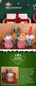 Detail der Weihnachts-Geschenktüte aus Jute mit Hirschmotiv und 22x8cm Maßangabe