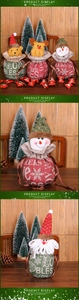 Details von Jutesäcken für Weihnachten mit Schneemann, Weihnachtsmann und Kordelzug
