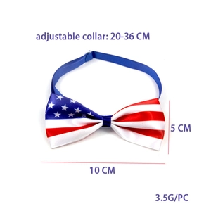 Adjustable Independence Day dog bowtie with American flag pattern for pets 20-36cm
