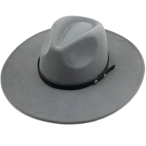 Women Men Wide Brim Cashmere Fedora Hat Fashion Jazz Church Hat with Leather Band and Metal Rivets Retro Style