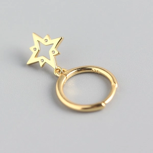 Élégantes boucles d'oreilles étoile en argent 925 plaqué or avec zircons étincelants