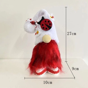 Standing ladybug gnome Christmas decoration doll measures 27cm high by 10cm wide