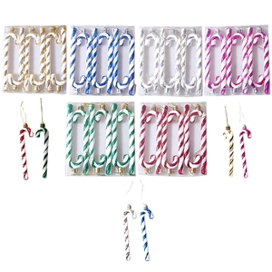 Christmas candy cane tree ornaments in six assorted glitter colors for festive home decor