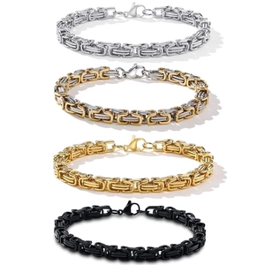 Punk Men Titanium Steel Byzantine Chain Bracelet Heavy Metal Emperor Link Bone Chain Stainless Steel Hand Jewelry Bangle Gift