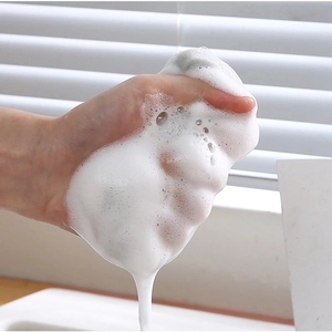 Double-sided cleaning sponge with thick white foam for efficient kitchen dishwashing