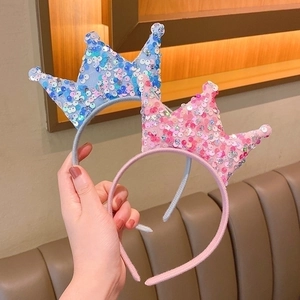 Sparkly princess crown headbands for girls featuring colorful sequins and fabric design