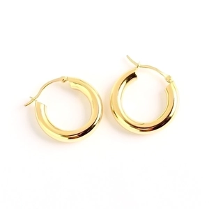 Polished gold S925 sterling silver hoop earrings with a sleek minimalist circular design