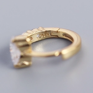 Gold plated S925 sterling silver heart hoop earrings with zircon stones and 925 hallmark