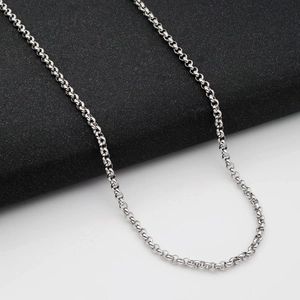3mm round silver stainless steel pearl chain necklace for men and women 50cm long