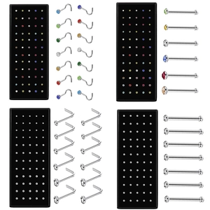 316L Stainless Steel Nose Studs Rhinestone Piercing Jewelry L Shaped Bone Stud Hook Hypoallergenic Body Jewelry