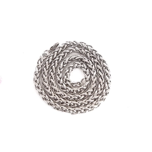 Polished silver stainless steel keel chain necklace for men and women on white background