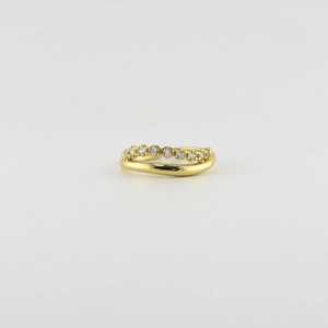 Minimalist S925 sterling silver gold plated double layer ring with small white crystals