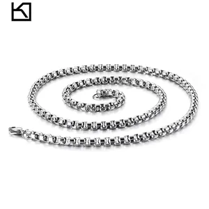 Square Link Chain Necklace Stainless Steel Polished Simple Accessory For Men Women