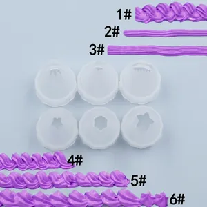 Set di 6 beccucci in plastica con vari motivi di crema viola su sfondo blu brillante