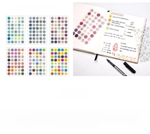 Detailed view of colorful round smiley stickers used for journals and home decor crafts