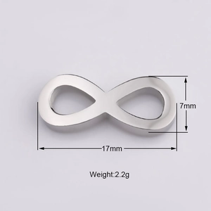 Infinity symbol connector in silver stainless steel, 17mm x 7mm for DIY jewelry making
