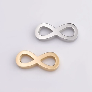 Infinity symbol link connectors in gold and silver finish for DIY jewelry making