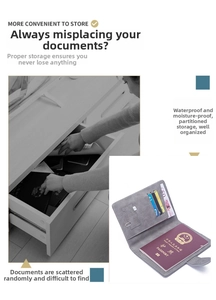 Detail of RFID passport holder showing SIM card slots and organized interior compartments