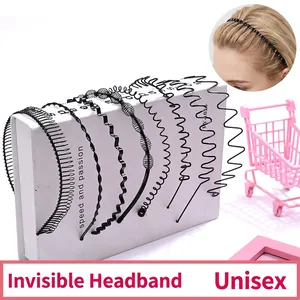 Serre Tête Métal Forme Vague Unisexe Bandeau Cheveux Antidérapant Ressort Spirale Dents Outil Coiffage Lavage Visage