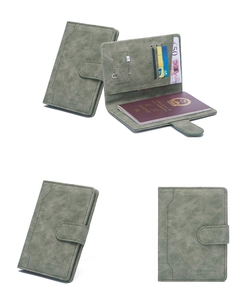 Detailed interior of green RFID passport holder showing SIM slots and card compartments