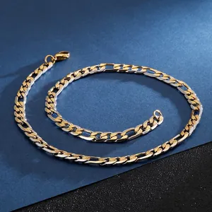 Figaro Panzerkette Edelstahl Zweifarbig Gold Silber Gliederschmuck Klassische Mode Hip Hop Für Herren Damen