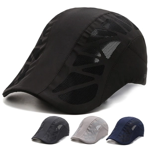 Men Acrylic Flat Cap Quick Dry Mesh Breathable Sun Protection Hat For Outdoor Sports Tennis Fishing Adjustable Style