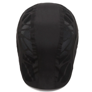Men's quick-dry black mesh sun hat with breathable honeycomb panels for outdoor sports