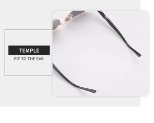 Détail de la branche de lunettes noire avec charnière dorée et plaquettes de nez