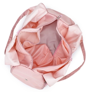 Pink large capacity foldable waterproof travel bag with spacious interior and zipper pocket