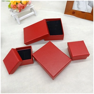 Elegant red jewelry gift boxes with black sponge inserts in various square sizes