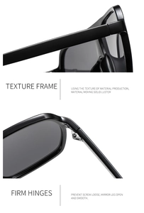 Close-up of the high-gloss frame texture and firm metal hinges of the sports sunglasses